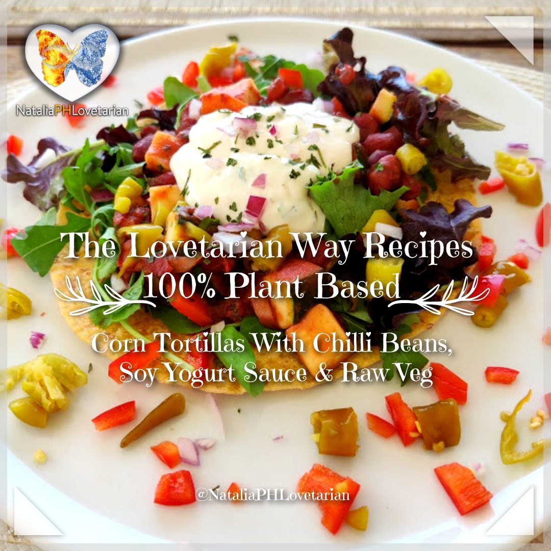 Corn Tortillas With Chilli Beans, Soy Yogurt Sauce & Raw Veg-Max-Quality Corn Tortillas With Chilli Beans, Soy Yogurt Sauce & Raw Veg