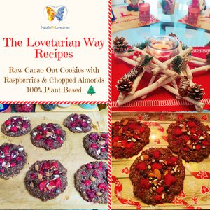Raw Cacao Oat Cookies with Raspberries & Chopped Almonds